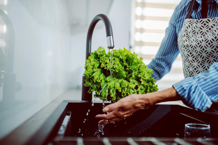 Lavare gli alimenti nel lavandino - Fonte AdobeStock