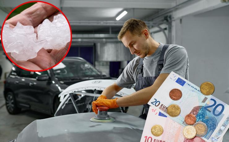 Uomo lavora su un'auto danneggiata da agenti atmosferici - Fonte AdobeStock