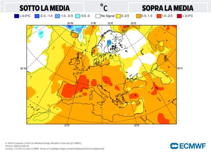 Le previsioni per le temperature giugno-luglio 2023