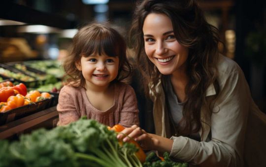 Mamma e figlia al supermercato