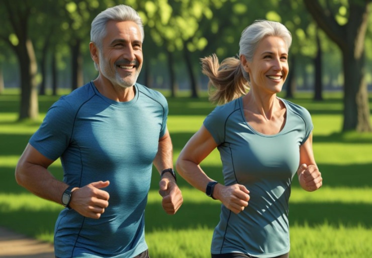 Coppia fa jogging al parco
